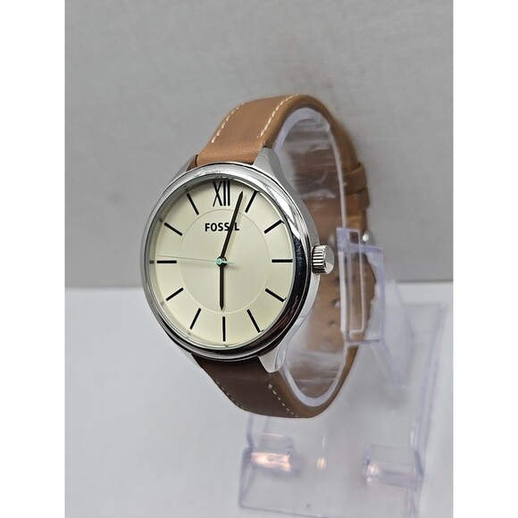 Fossil Suitor BQ3083 Womens Quartz Watch Cream Dial Brown Leather New Battery - Picture 2 of 12